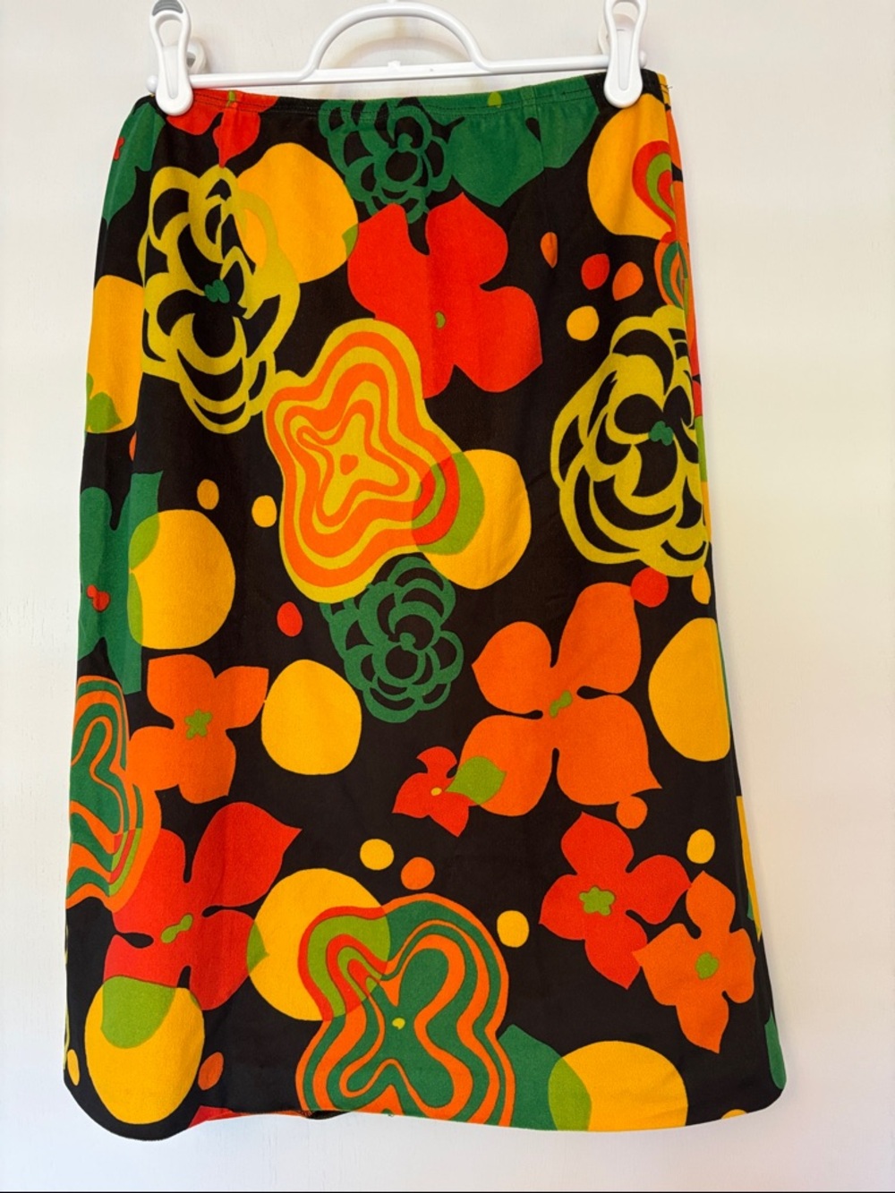 Vintage Anni Anna Kuan Floral Midi Pencil Size Small 70s Retro Statement Artsy - Picture 2 of 7